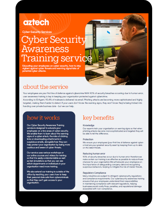 Cyber Security Awareness Training - Tablet Datasheet